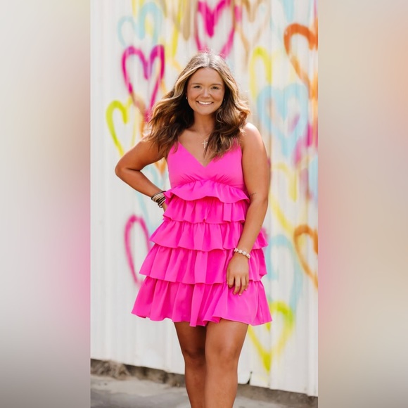 entro | Dresses | Barbie Pink Spaghetti Strap Ruffle Dress | Poshmark